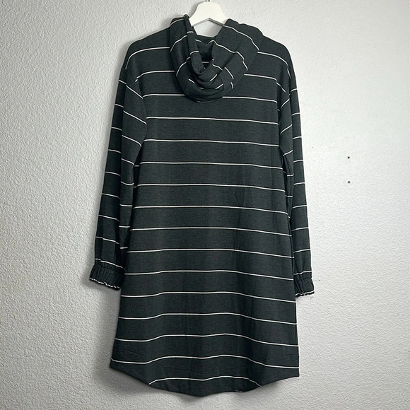 Soma Wknd Grey White Stripes Soft Lace Up Dress Long Sleeve Womens Size Small - Picture 7 of 13